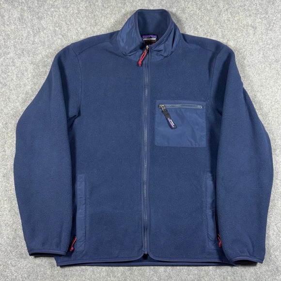 Patagonia Other - Patagonia Synchilla Jacket Mens M Navy Blue Full Zip Fleece Mock Neck Pocket